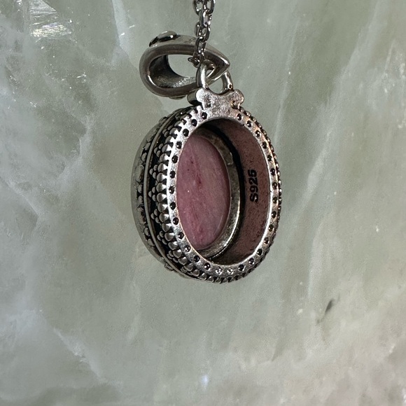 Elegant Pink rhodochrosite Stone Pendant Necklace 925 sterling silver - Picture 9 of 9